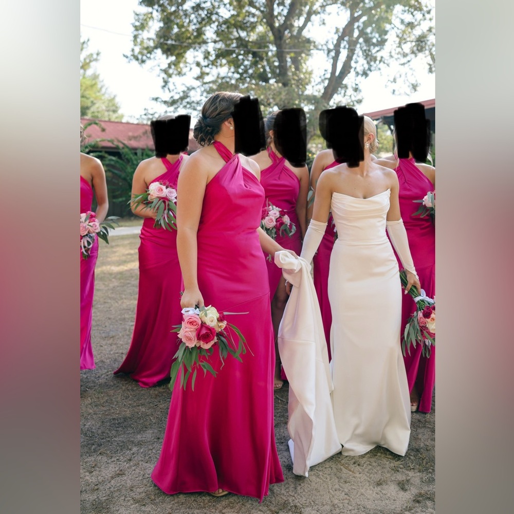 Revelry Hot Pink Athena Satin Dress